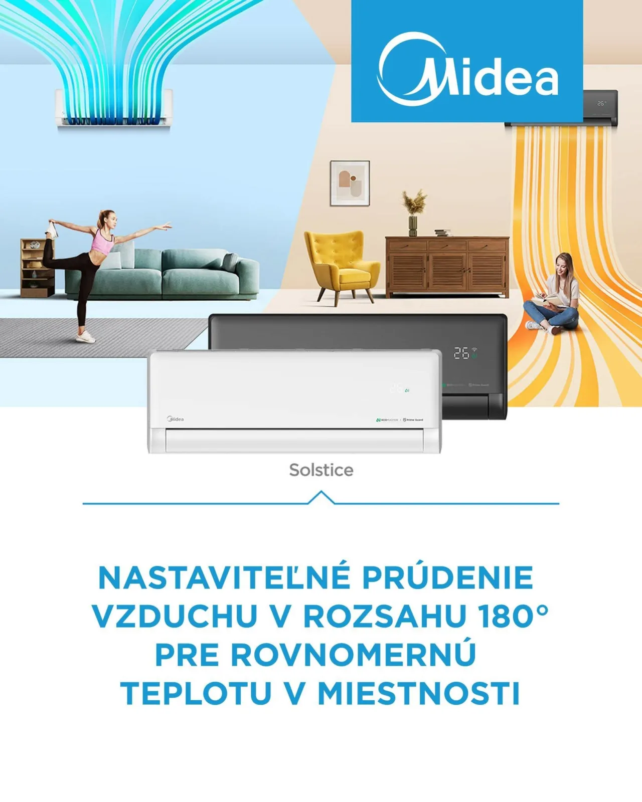 Midea Solstice - prezentácia bielej a tmavej verzie v interiéri